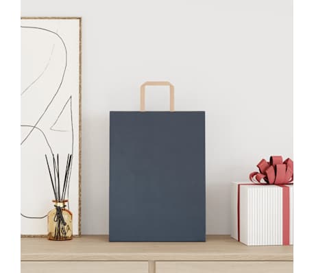 vidaXL Papiertragetaschen 50 Stk. mit Henkeln Blau 26x12x35 cm