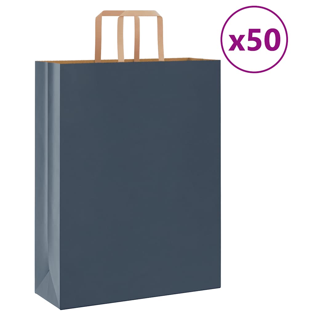 vidaXL Pungi de hârtie 50 buc cu mânere Albastru 32x12x42 cm