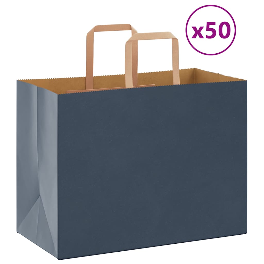 vidaXL Saci de hârtie 50 buc cu mânere Albastru 32x17x25 cm