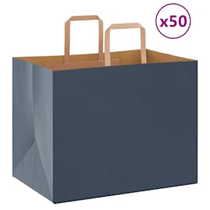 Papírové tašky 50 ks s uchy Modrá 32x22x24 cm - obrázek 1