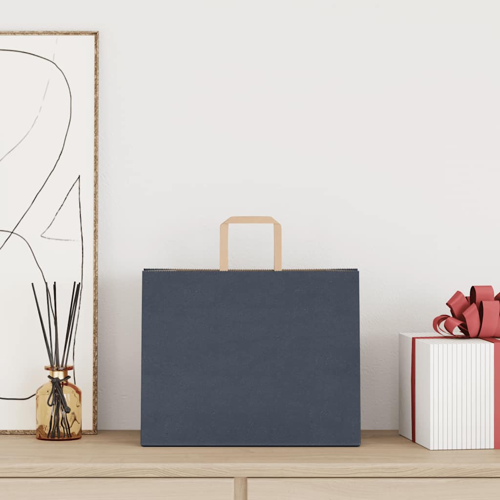vidaXL Papieren zakken 50 st met hengsels 32x22x24 cm blauw afbeelding
