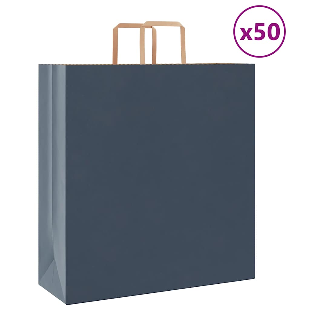 vidaXL Saci de hârtie 50 buc cu mânere Albastru 45x17x48 cm