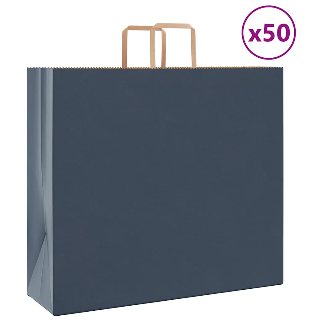 vidaXL Saci de hârtie 50 buc cu mânere Albastru 54x15x49 cm