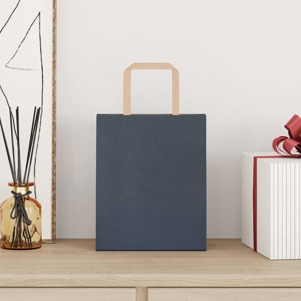 vidaXL Papieren zakken 250 st met hengsels 18x8x22 cm blauw afbeelding