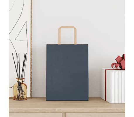 vidaXL papīra maisiņi 250 gab. ar rokturiem, zili, 21x11x28 cm