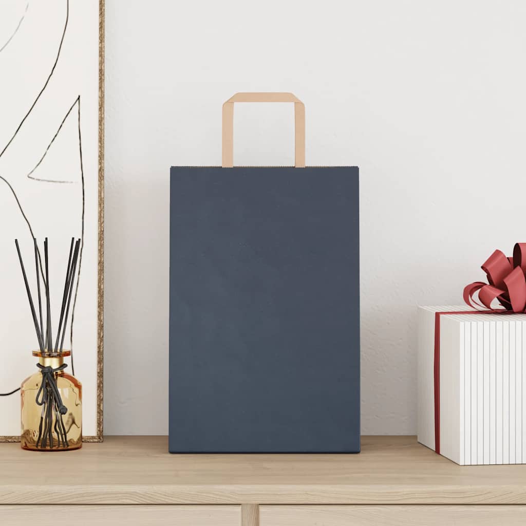 vidaXL Papieren zakken 250 st met hengsels 21x11x31 cm blauw afbeelding