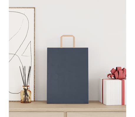 vidaXL Pungi de h&acirc;rtie 250 buc cu m&acirc;nere Albastre 26x12x35 cm