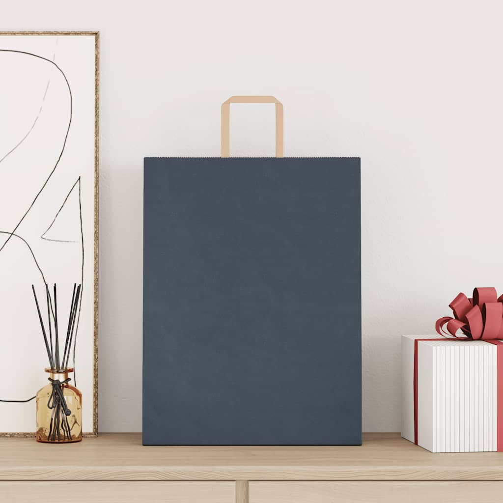 vidaXL Papieren zakken 250 st met hengsels 32x12x42 cm blauw afbeelding