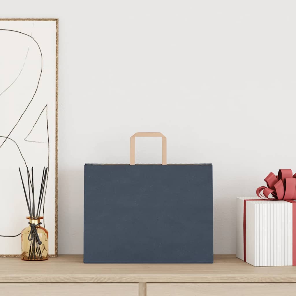 vidaXL Papieren zakken 250 st met hengsels 32x17x25 cm blauw afbeelding