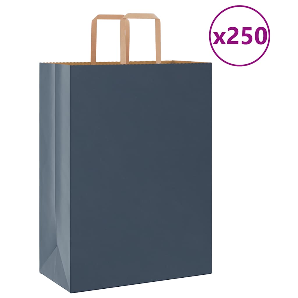 vidaXL Sacchetti di Carta 250 pz con Manici Blu 32x17x44 cm