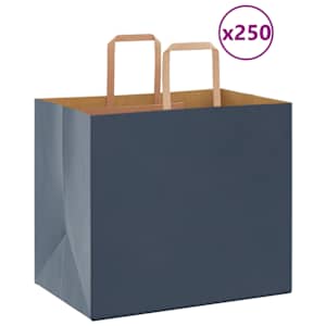 Papírové tašky 250 ks s uchy Modrá 32x22x28 cm - obrázek 1