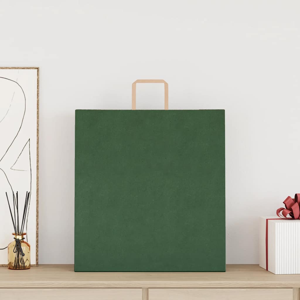 vidaXL Papieren zakken 50 st met hengsels 45x17x48 cm groen afbeelding