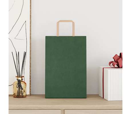 vidaXL Sacos de papel 250 unid com al&ccedil;as verde 21x11x31 cm