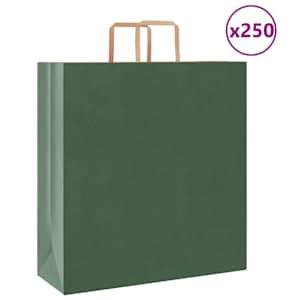 Papírové tašky 250 ks s uchy Zelená 45x17x48 cm - obrázek 1