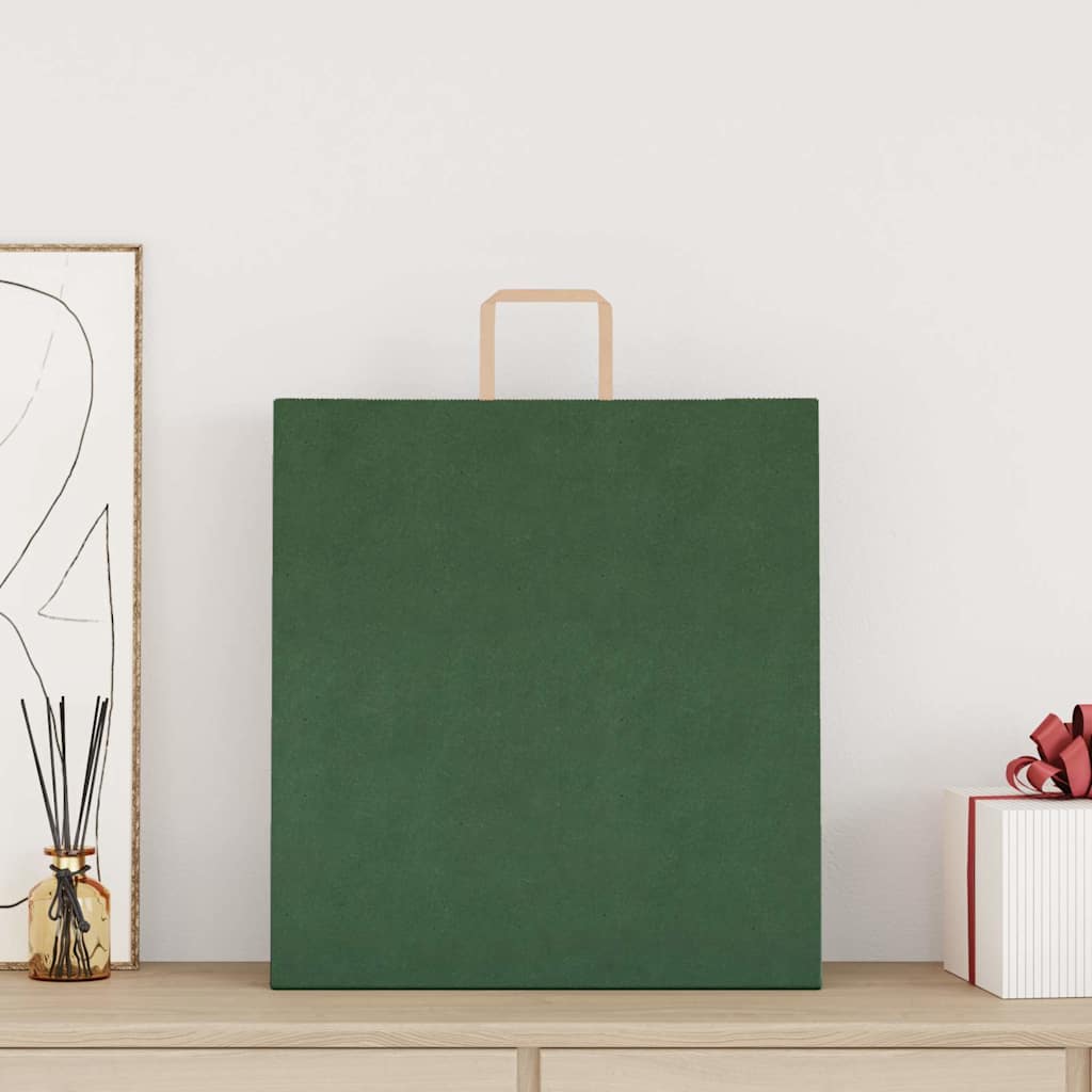vidaXL Papieren zakken 250 st met hengsels 45x17x48 cm groen afbeelding