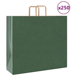 vidaXL paberkotid, 250 tk, k&auml;epidemetega, roheline, 54x15x49 cm