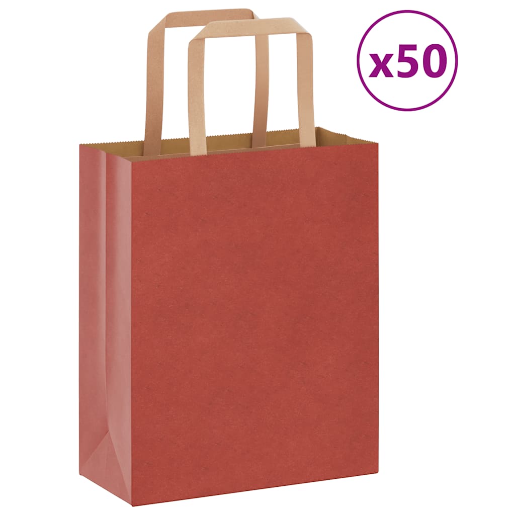 vidaXL Sacchetti di Carta 50 pz con Manici Rossi 18x8x22 cm