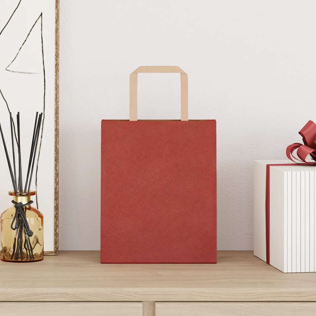 vidaXL Papieren zakken 50 st met hengsels 18x8x22 cm rood afbeelding
