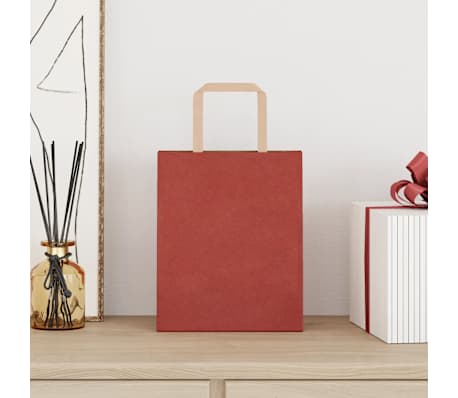 vidaXL Paper Bags 50 pcs with Handles Red 18x8x22 cm