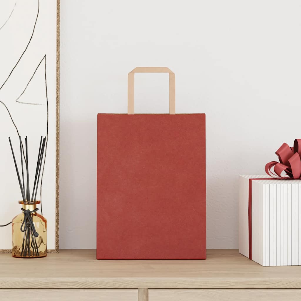 vidaXL Papieren zakken 50 st met hengsels 21x11x28 cm rood afbeelding