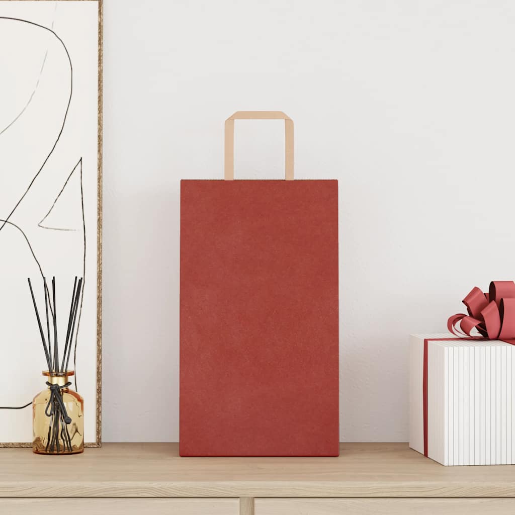 vidaXL Papieren zakken 50 st met hengsels 21x11x36 cm rood afbeelding