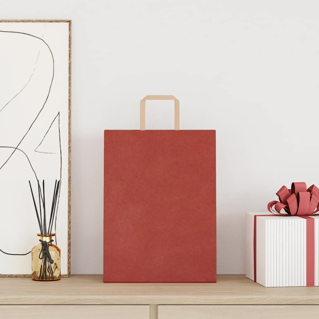 vidaXL Papieren zakken 50 st met hengsels 26x12x35 cm rood afbeelding