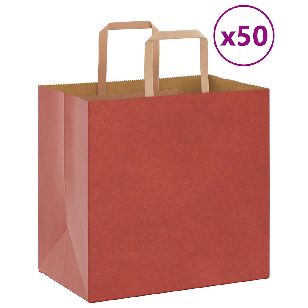 vidaXL Papiertragetaschen 50 Stk. mit Henkeln Rot 26x17x25 cm