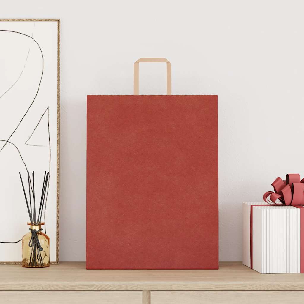 vidaXL Papieren zakken 50 st met hengsels 32x12x42 cm rood afbeelding