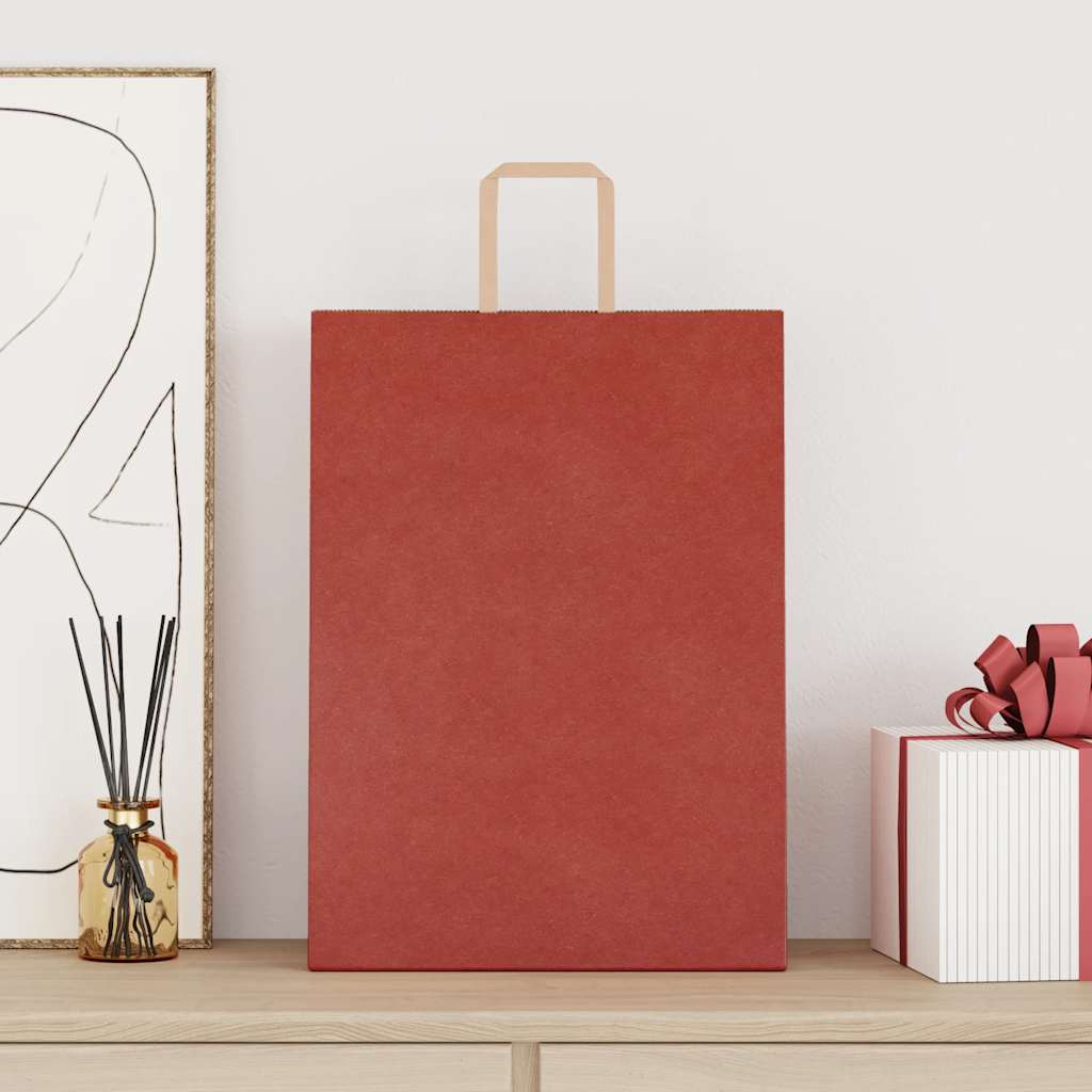vidaXL Papieren zakken 50 st met hengsels 32x17x44 cm rood afbeelding