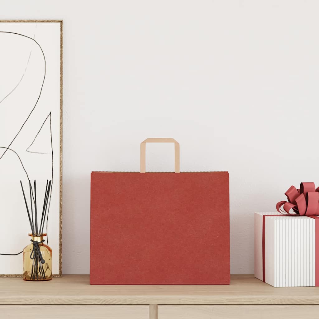 vidaXL Papieren zakken 50 st met hengsels 32x22x24 cm rood afbeelding
