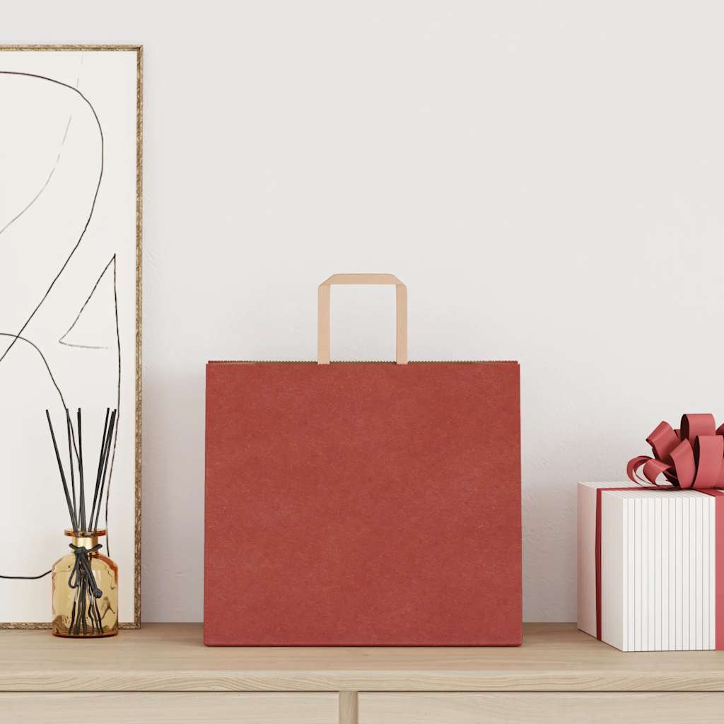vidaXL Papieren zakken 50 st met hengsels 32x22x28 cm rood afbeelding