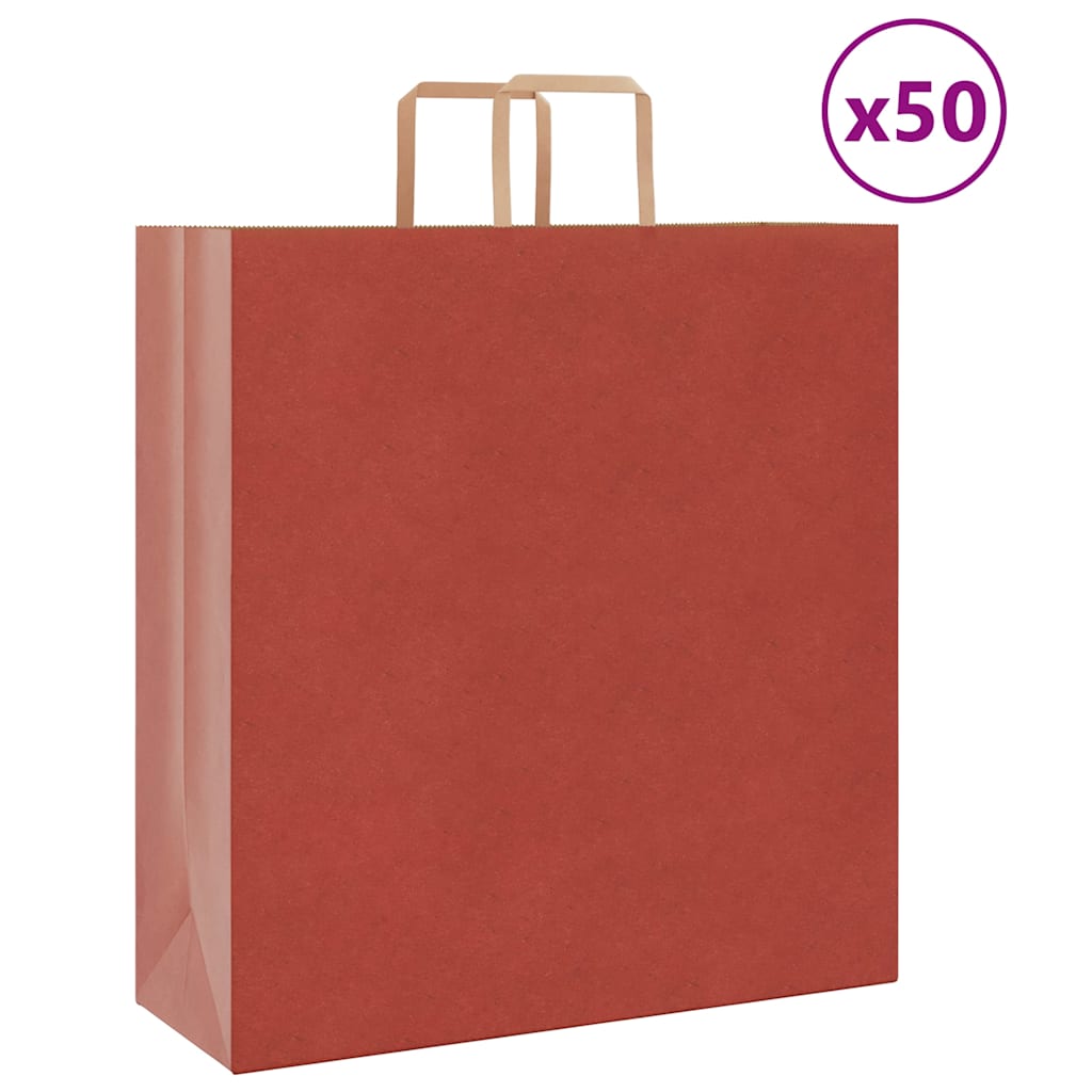 vidaXL Papiertragetaschen 50 Stk. mit Henkeln Rot 45x17x48 cm