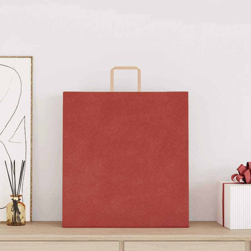 vidaXL Papieren zakken 50 st met hengsels 45x17x48 cm rood afbeelding