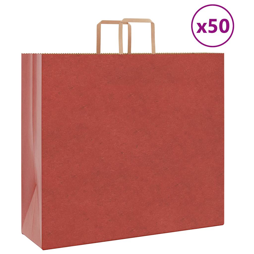 vidaXL Papiertragetaschen 50 Stk. mit Henkeln Rot 54x15x49 cm