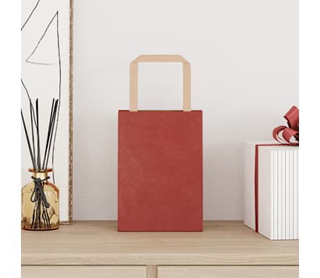 vidaXL Saci de hârtie 250 buc cu mânere roșii 15x8x21 cm