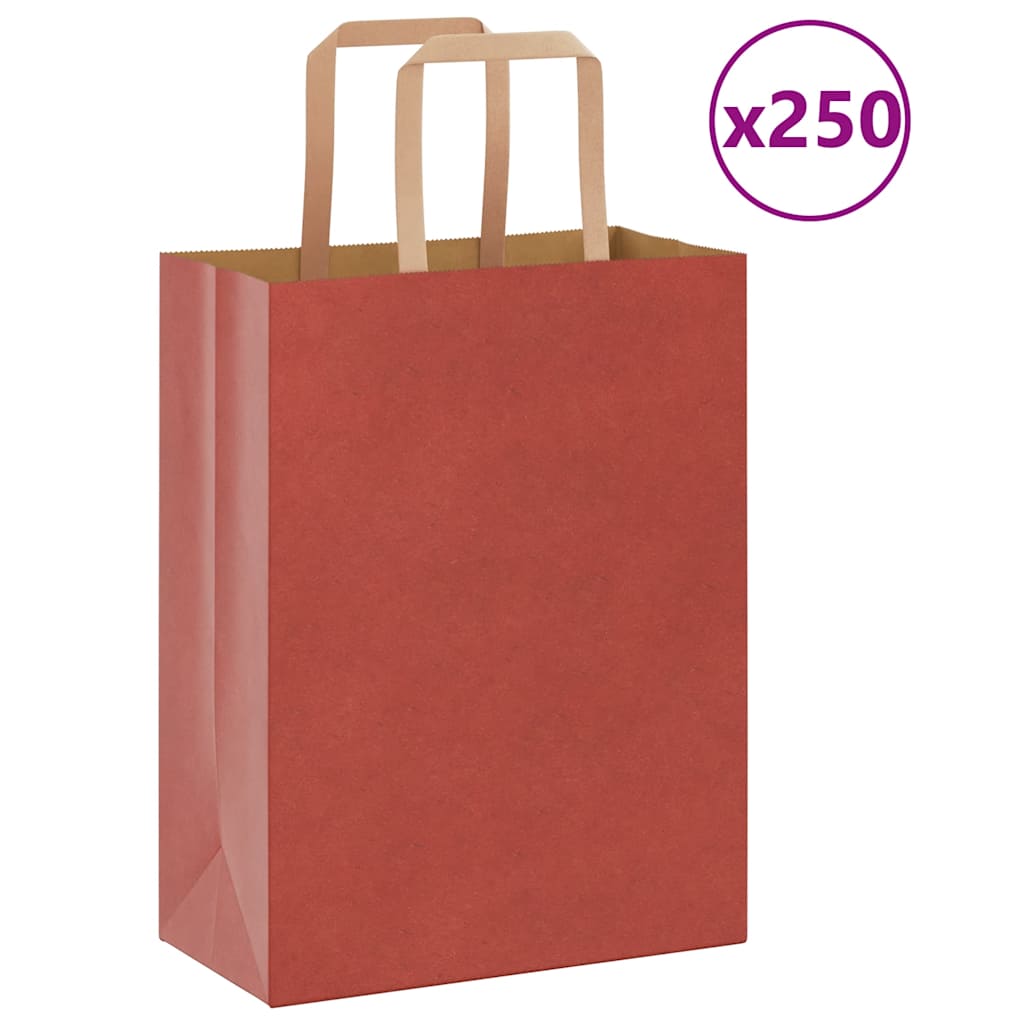 vidaXL Papiertragetaschen 250 Stk. mit Henkeln Rot 21x11x28 cm