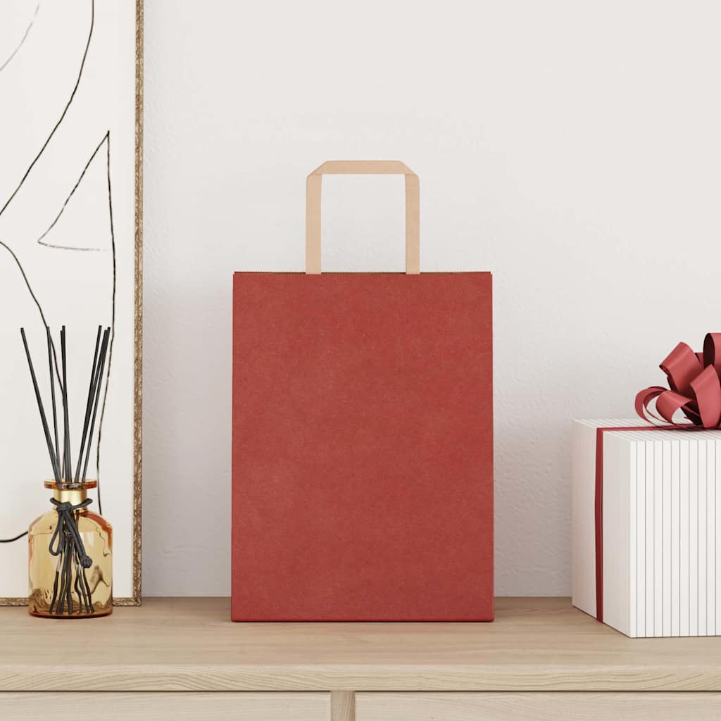 vidaXL Papieren zakken 250 st met hengsels 21x11x28 cm rood afbeelding