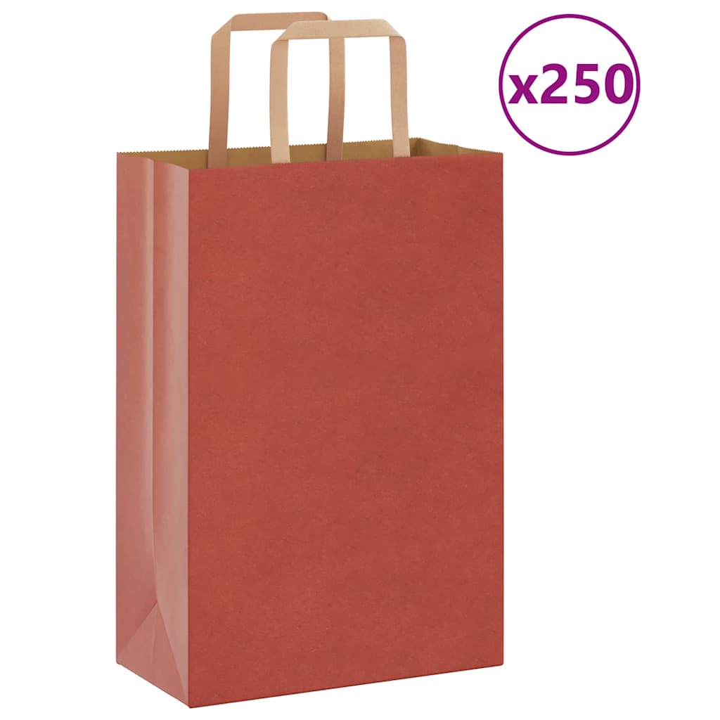 vidaXL Papiertragetaschen 250 Stk. mit Henkeln Rot 21x11x31 cm