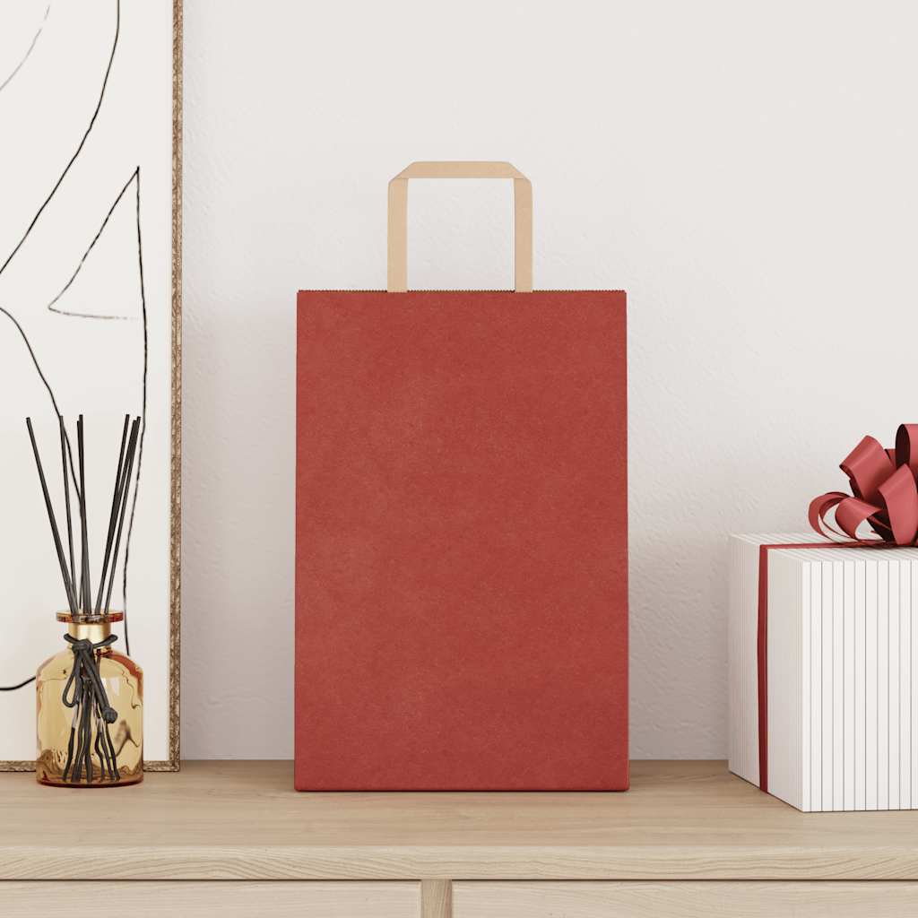 vidaXL Papieren zakken 250 st met hengsels 21x11x31 cm rood afbeelding