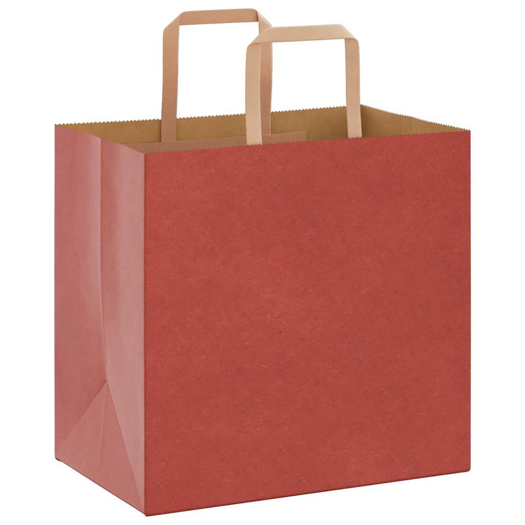 vidaXL Papieren zakken 250 st met hengsels 26x17x25 cm rood afbeelding