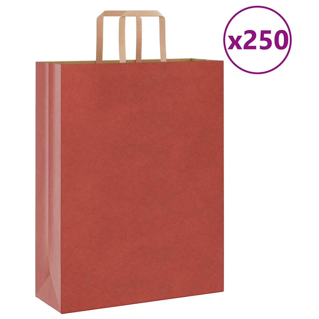 vidaXL Papiertragetaschen 250 Stk. mit Henkeln Rot 32x12x42 cm