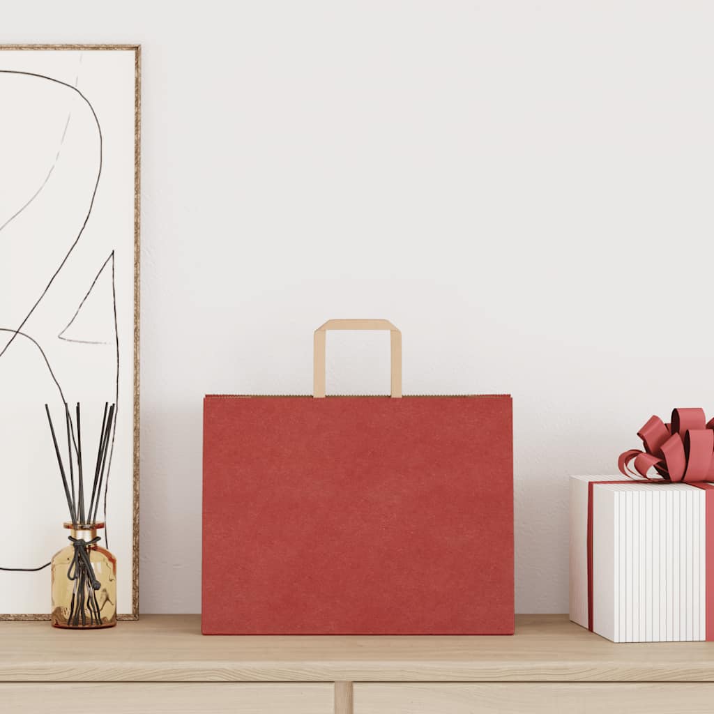 vidaXL Papieren zakken 250 st met hengsels 32x17x25 cm rood afbeelding