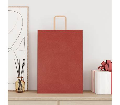 vidaXL Pap&iacute;rov&eacute; s&aacute;čky 250 ks s uchy červen&eacute; 32x17x44 cm