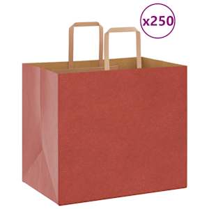 Papírové sáčky 250 ks s uchy červené 32x22x28 cm - obrázek 1