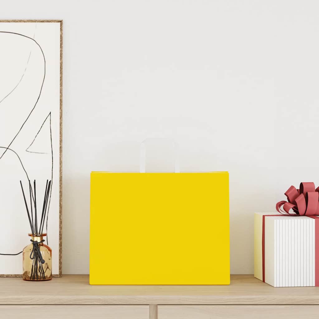 vidaXL Papieren zakken 50 st met hengsels 32x22x24 cm geel afbeelding