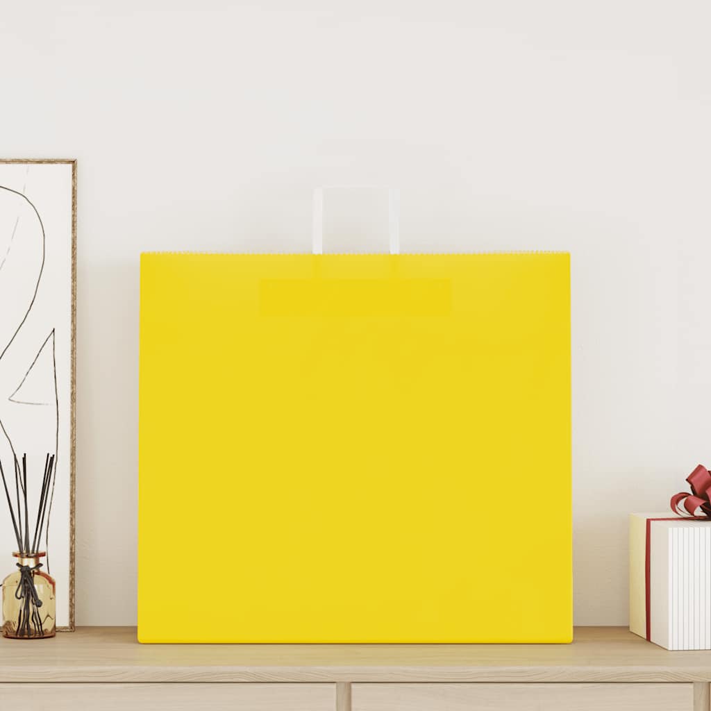 Papirposer med håndtag - 50 stk., gul, 54 × 15 × 49 cm