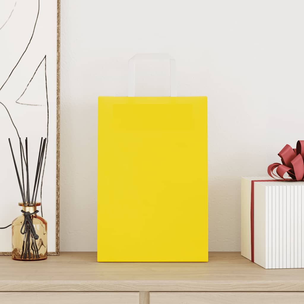 vidaXL Pungi de hârtie 250 buc cu mânere galbene 21x11x31 cm