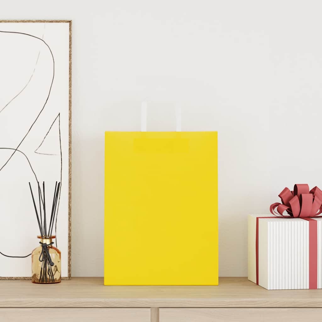 vidaXL Papieren zakken 250 st met hengsels 26x12x35 cm geel afbeelding