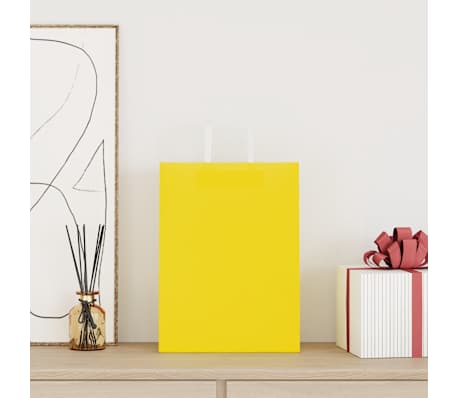 vidaXL papirposer 250 stk. med h&aring;ndtag 26x12x35 cm gul