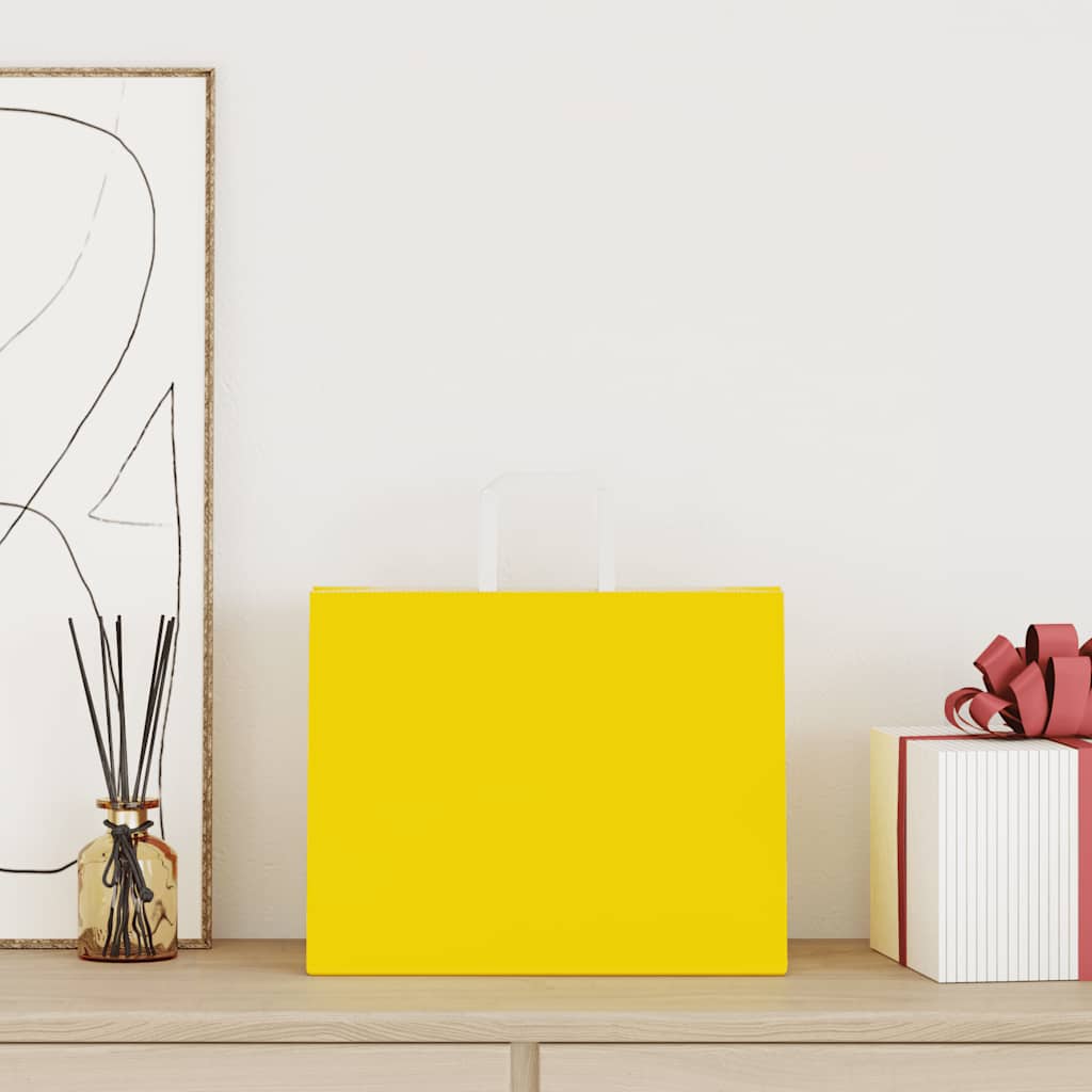 vidaXL Papieren zakken 250 st met hengsels 32x22x24 cm geel afbeelding